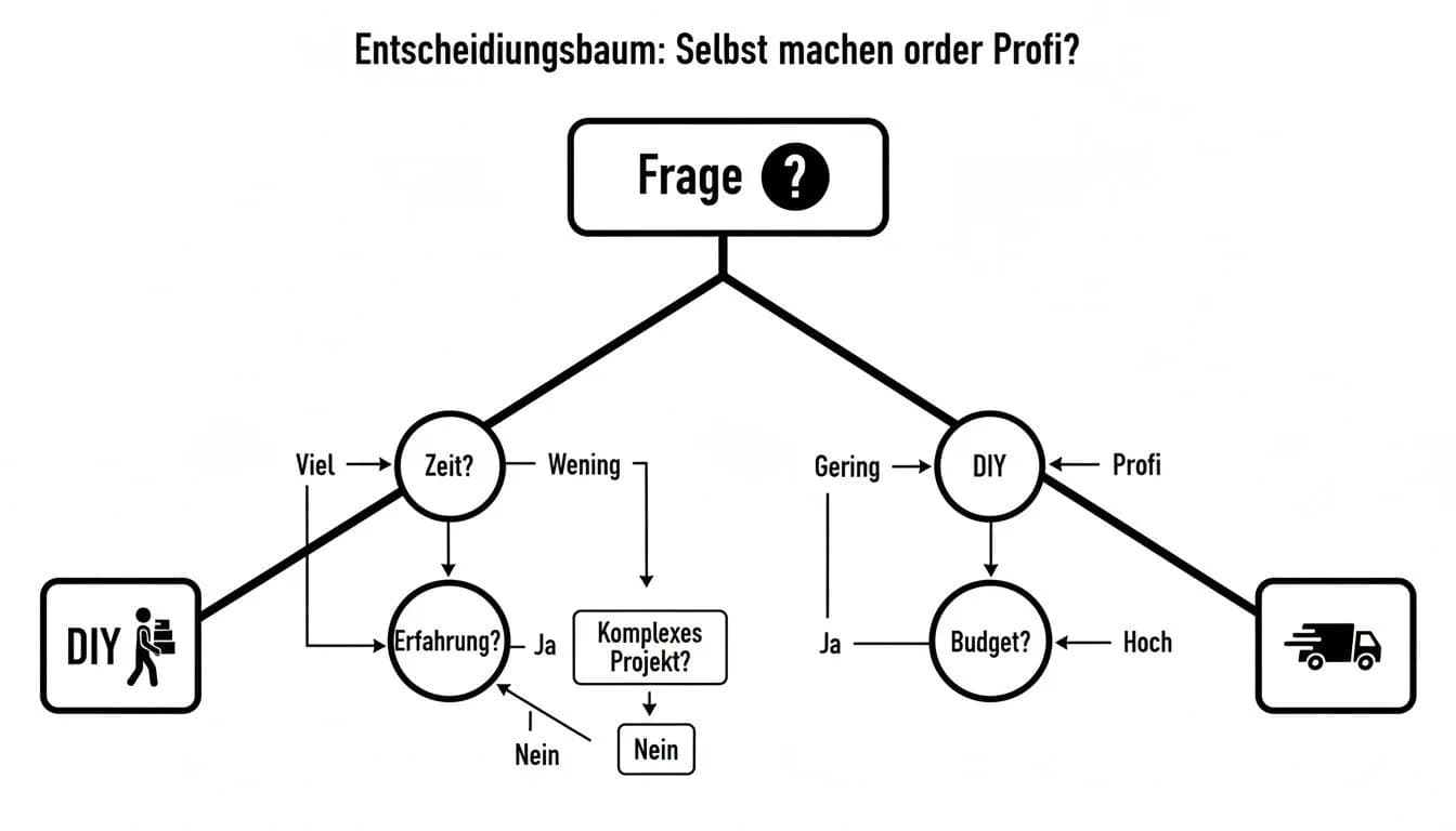 Entscheidungsbaum zur Frage, ob ein Projekt selbst gemacht oder von einem Profi erledigt werden soll.