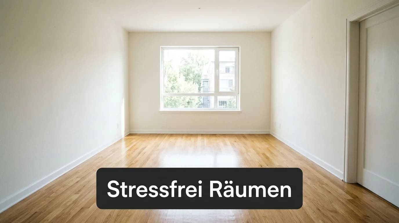 Ein leerer, heller Raum mit Holzboden und einem Fenster, der Ordnung und eine stressfreie Umgebung vermittelt.