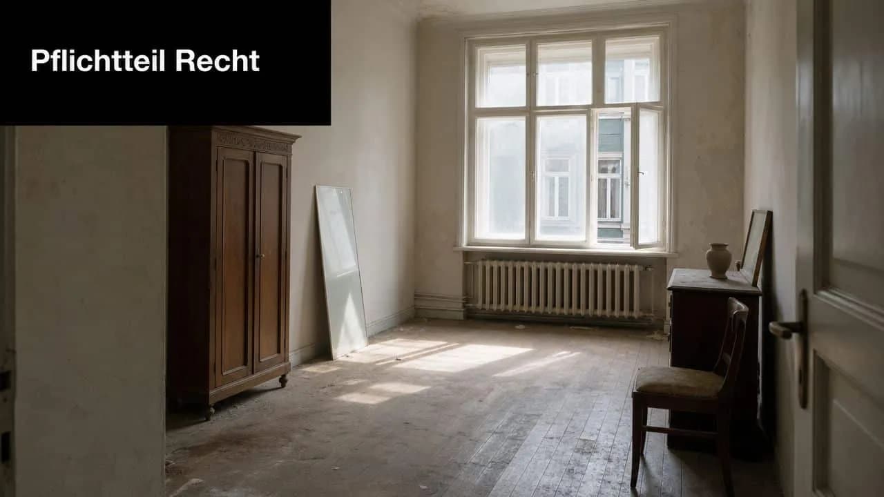 Ein leerer, altmodischer Raum mit einem Holzschrank, einem Stuhl und einem Fenster in einer verlassenen Wohnung.